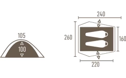 Tambu Binodana 2 Personen Trekking Kuppelzelt Braun